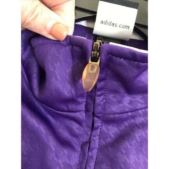 Adidas LOS ANGELES LAKERS PURPLE WHITE WARMUP CLIMALITE JACKET MEN M Full Zip - Picture 7 of 13